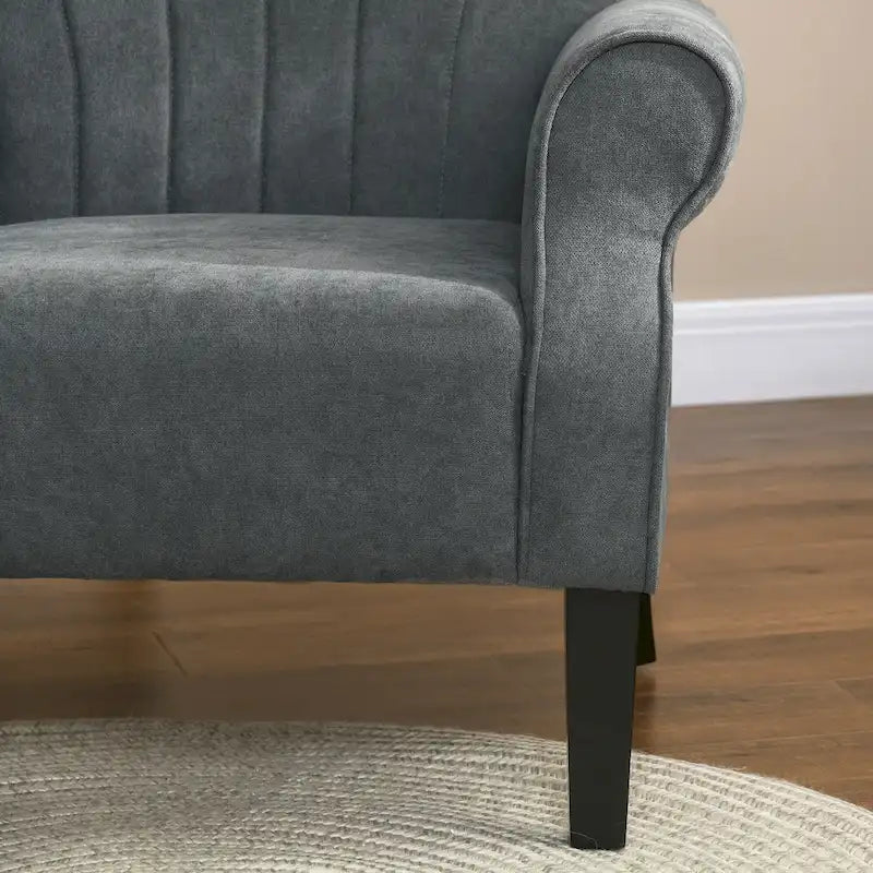 Fauteuil d'appoint rembourré à dossier haut gris foncé avec accoudoirs roulés