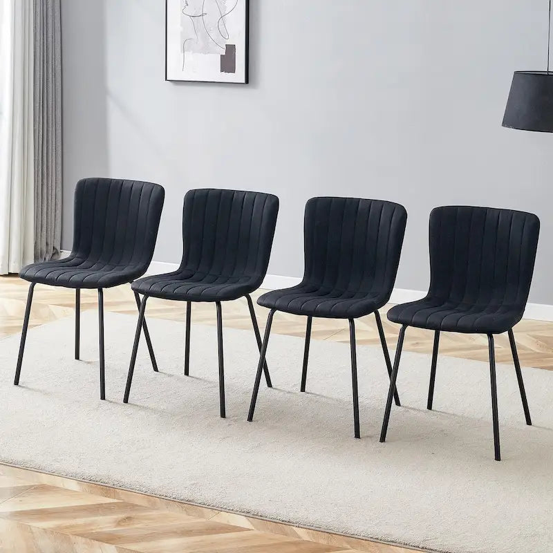 Ensemble de 4 chaises de salle à manger classiques, chaise d'appoint de cuisine sans accoudoirs, chaise de décoration intérieure avec pieds en métal pour salle à manger