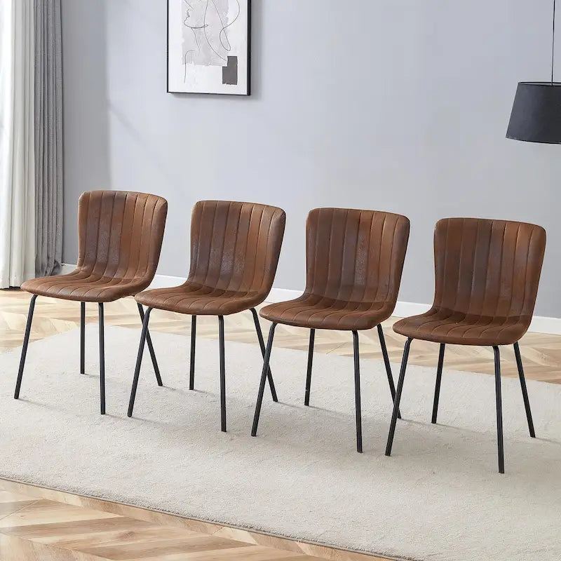 Ensemble de 4 chaises de salle à manger classiques, chaise d'appoint de cuisine sans accoudoirs, chaise de décoration intérieure avec pieds en métal pour salle à manger