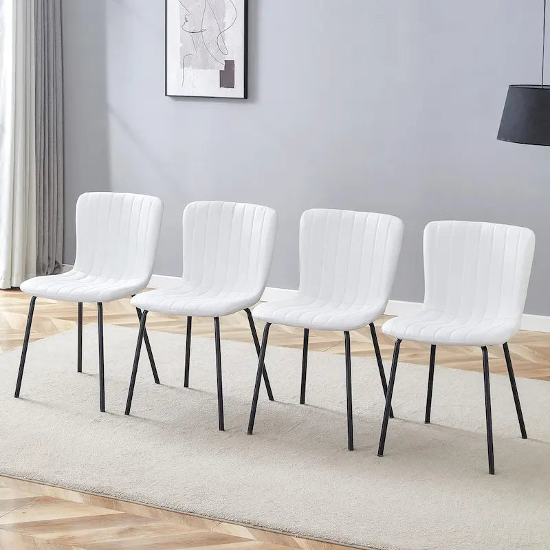 Ensemble de 4 chaises de salle à manger classiques, chaise d'appoint de cuisine sans accoudoirs, chaise de décoration intérieure avec pieds en métal pour salle à manger