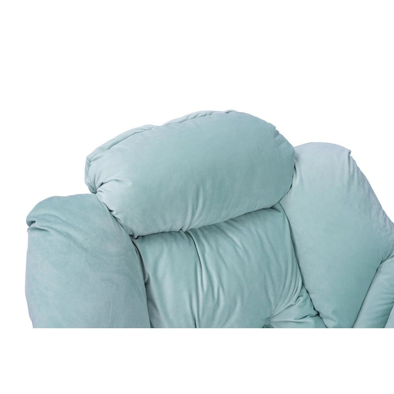 Fauteuil d'appoint capitonné en suédine verte avec pochette latérale