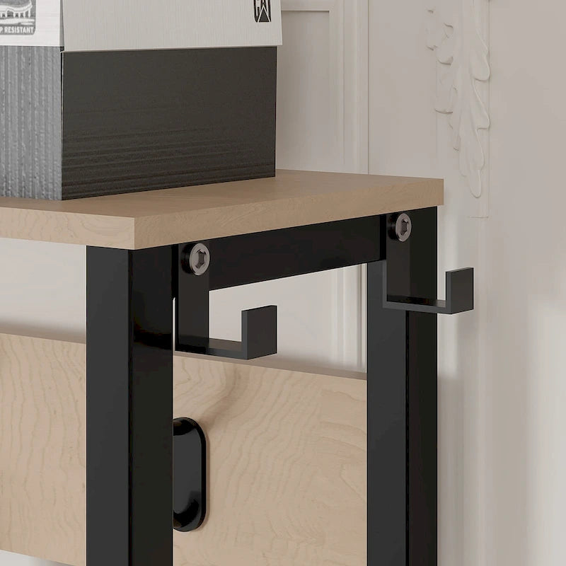 Porte-manteau d'entrée avec banc et rangement à chaussures, Beige