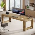 Bureau en MDF chêne naturel extra large avec pieds évasés