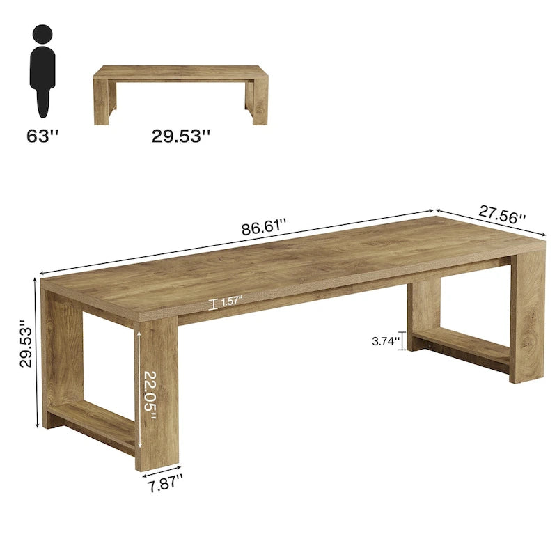 Bureau en MDF chêne naturel extra large avec pieds évasés