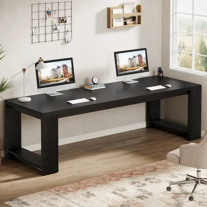 Bureau en MDF chêne naturel extra large avec pieds évasés