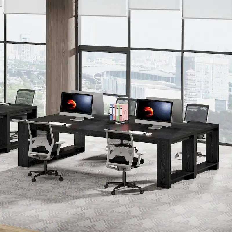 Bureau en MDF chêne naturel extra large avec pieds évasés
