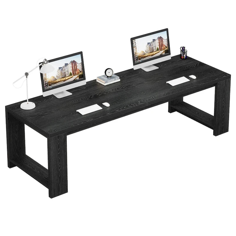 Bureau en MDF chêne naturel extra large avec pieds évasés