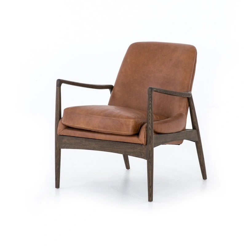 Fauteuil d'appoint moderne du milieu du siècle avec structure en bois sculpté