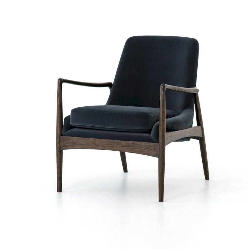 Fauteuil d'appoint moderne du milieu du siècle avec structure en bois sculpté
