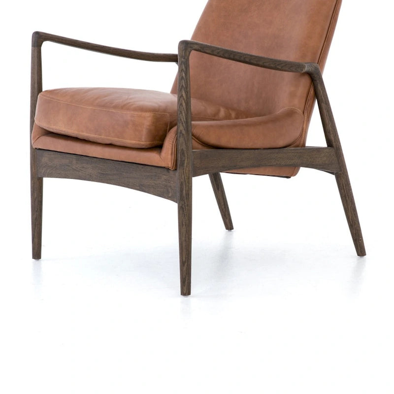 Fauteuil d'appoint moderne du milieu du siècle avec structure en bois sculpté