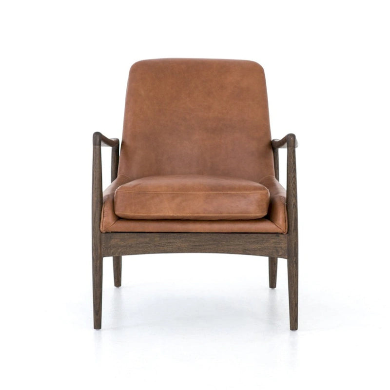 Fauteuil d'appoint moderne du milieu du siècle avec structure en bois sculpté