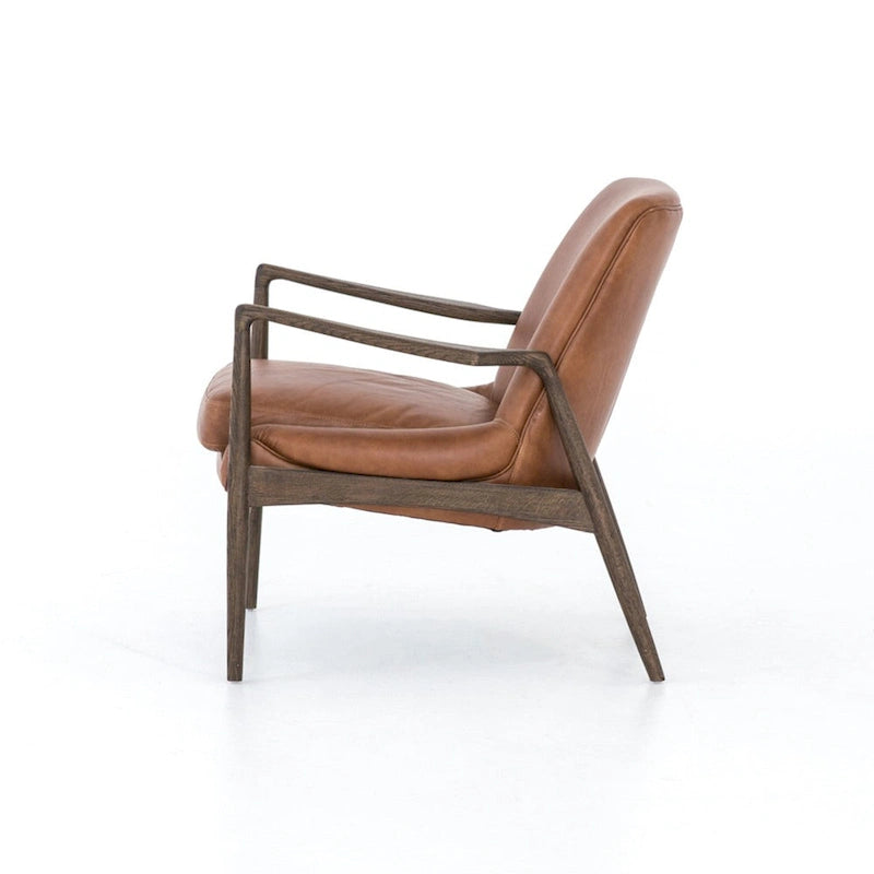 Fauteuil d'appoint moderne du milieu du siècle avec structure en bois sculpté