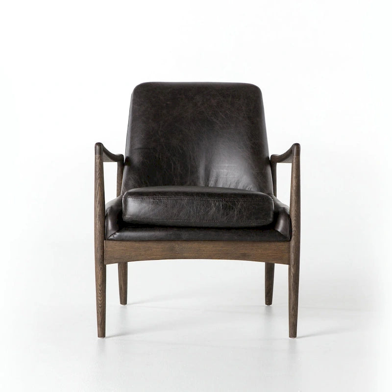 Fauteuil d'appoint moderne du milieu du siècle avec structure en bois sculpté
