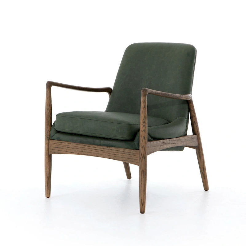 Fauteuil d'appoint moderne du milieu du siècle avec structure en bois sculpté