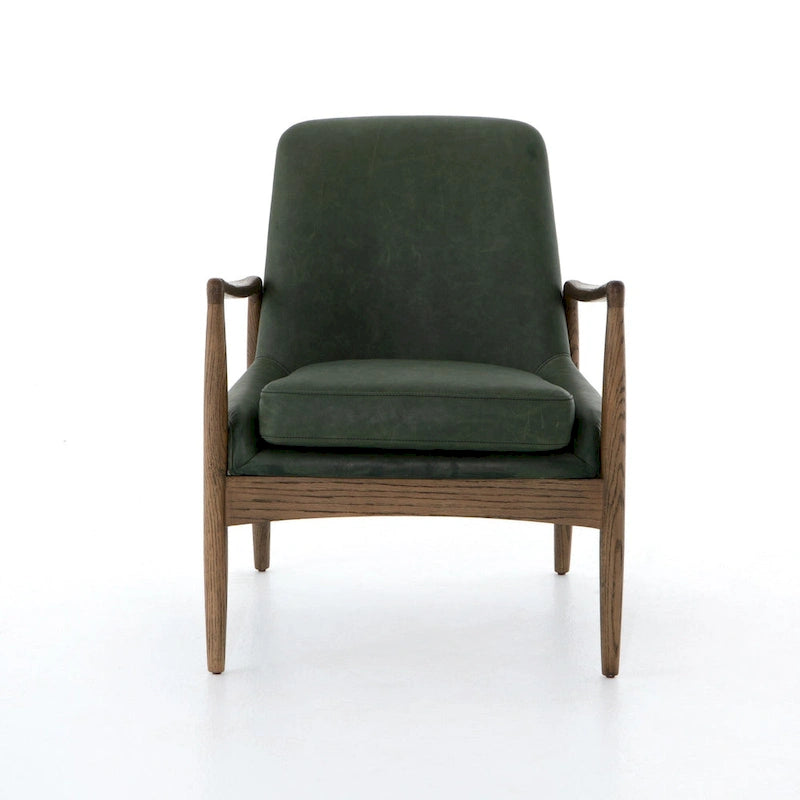 Fauteuil d'appoint moderne du milieu du siècle avec structure en bois sculpté