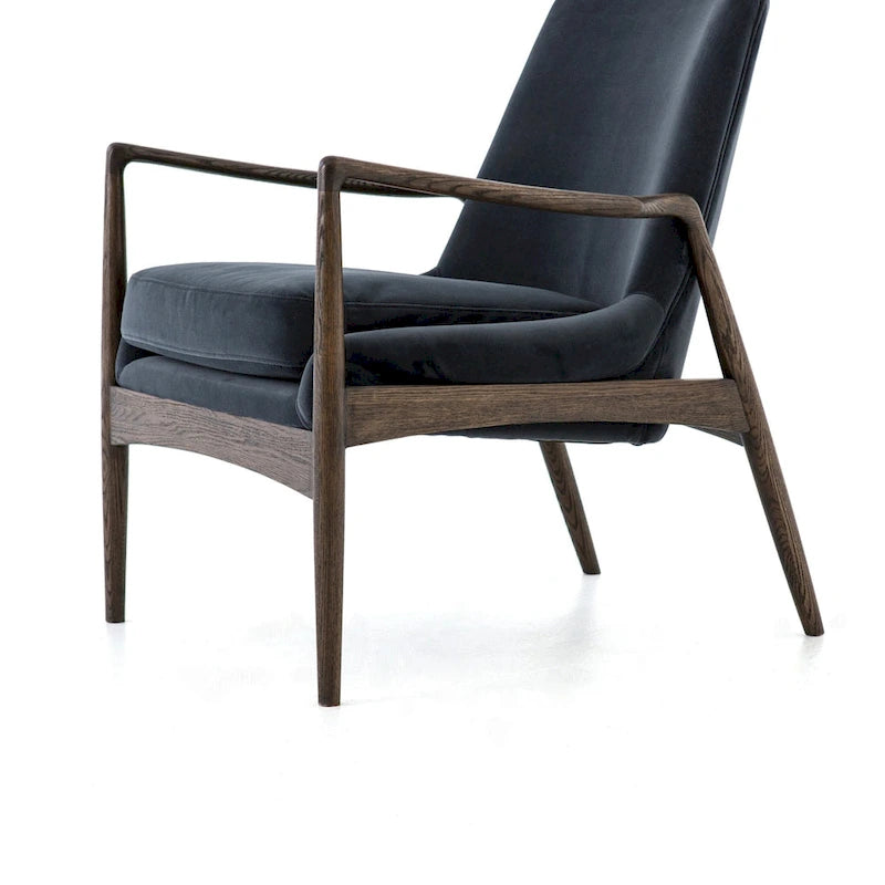 Fauteuil d'appoint moderne du milieu du siècle avec structure en bois sculpté