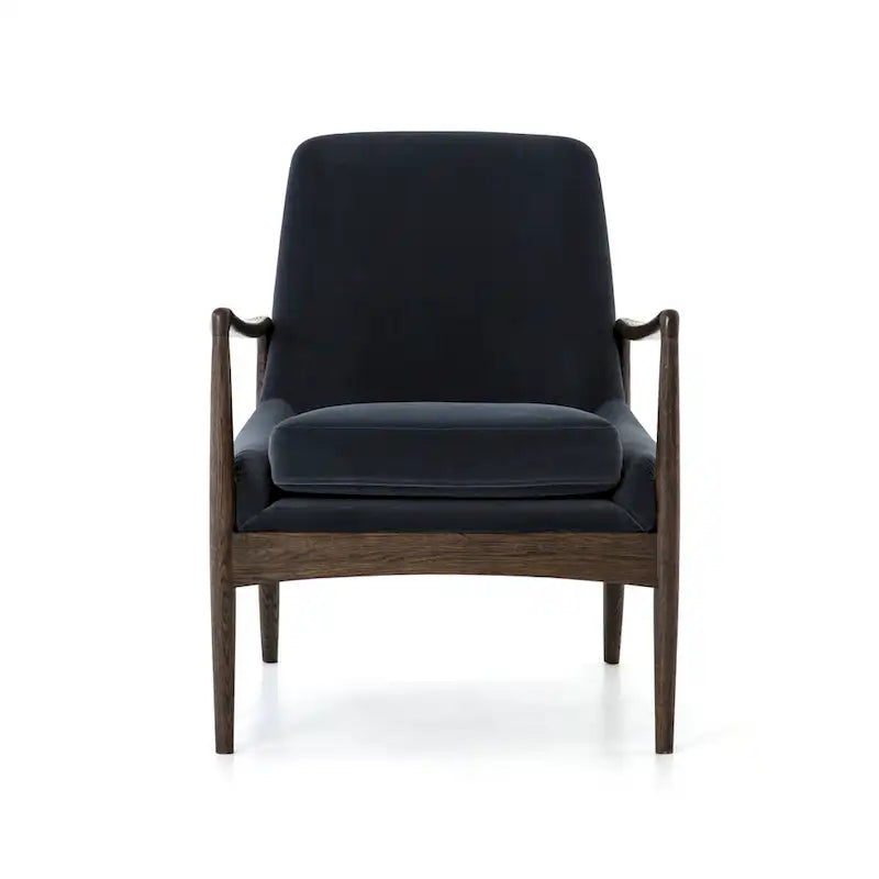 Fauteuil d'appoint moderne du milieu du siècle avec structure en bois sculpté