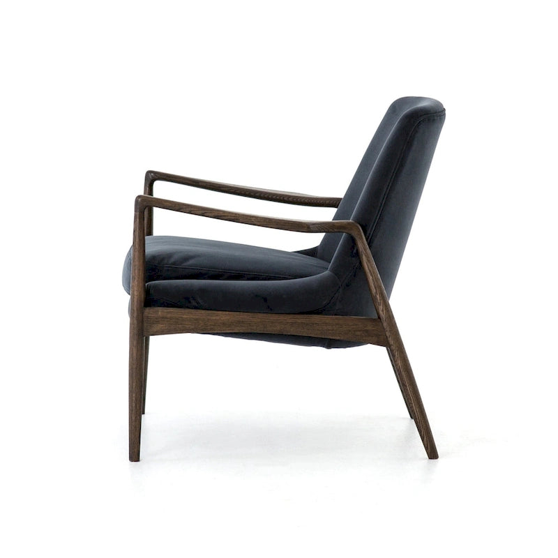 Fauteuil d'appoint moderne du milieu du siècle avec structure en bois sculpté