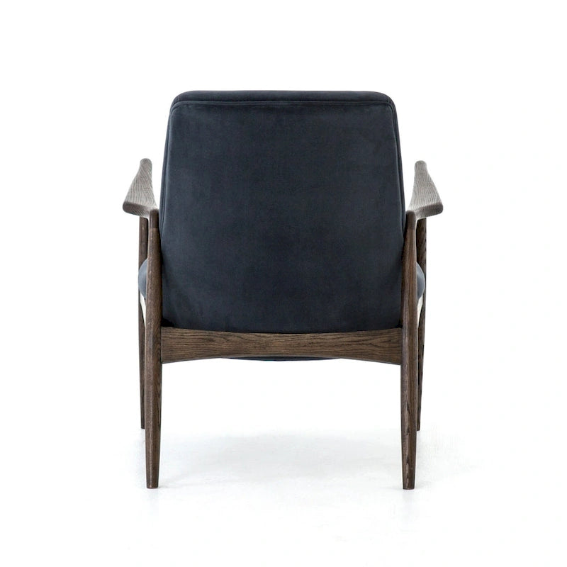 Fauteuil d'appoint moderne du milieu du siècle avec structure en bois sculpté