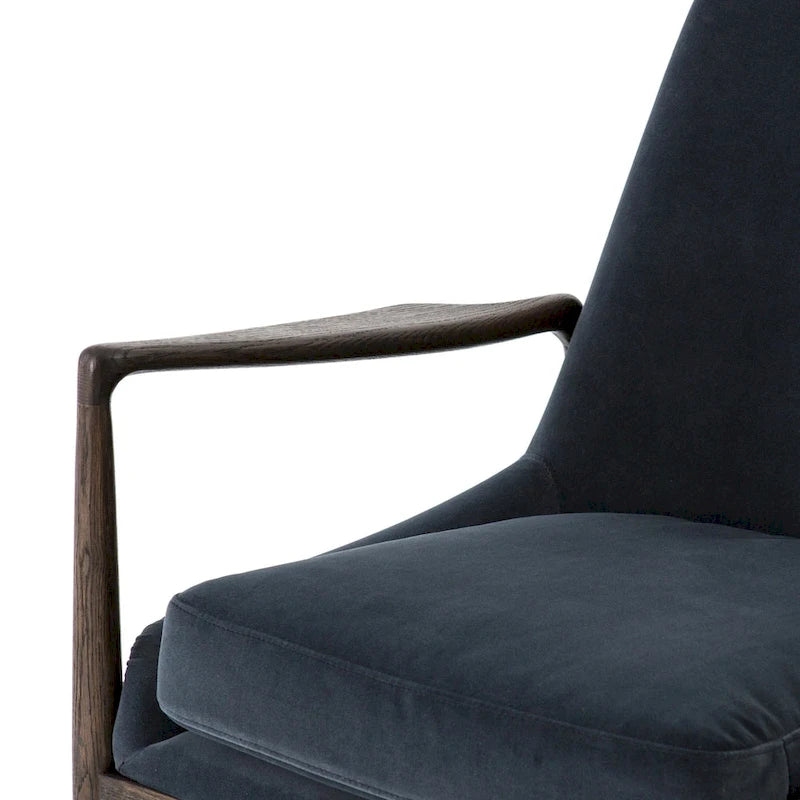 Fauteuil d'appoint moderne du milieu du siècle avec structure en bois sculpté