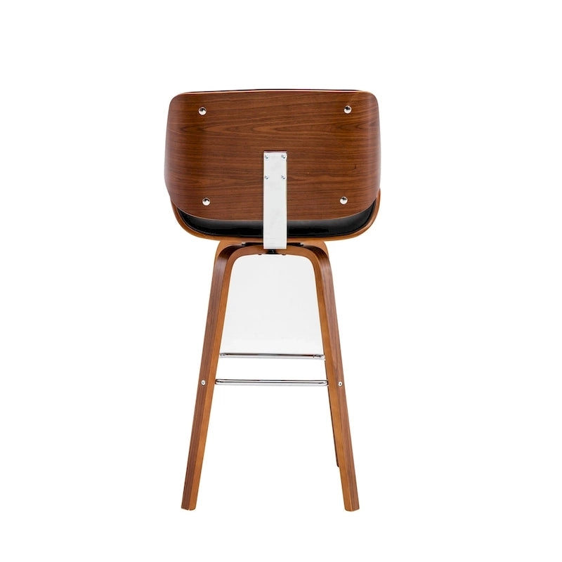 Tabouret de comptoir pivotant en cuir PU, pieds en bois de noyer, blanc