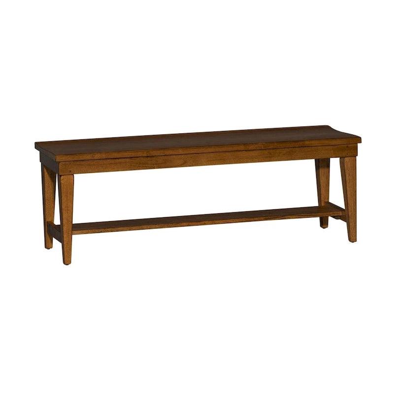 Banc de salle à manger rustique en bois massif finition tabac brun foncé