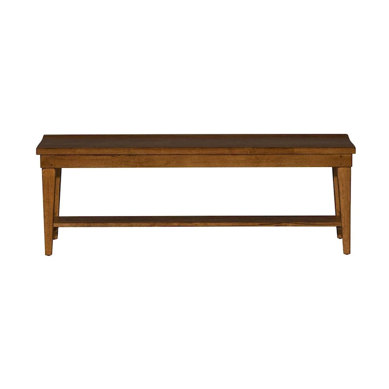 Banc de salle à manger rustique en bois massif finition tabac brun foncé