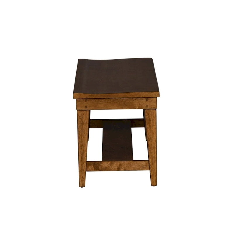 Banc de salle à manger rustique en bois massif finition tabac brun foncé
