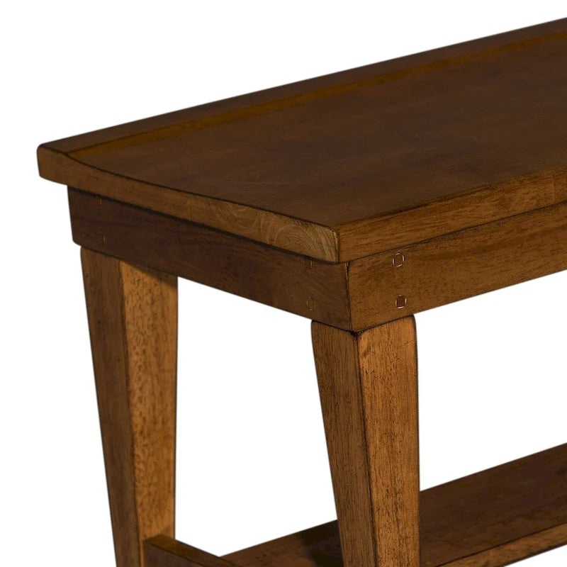 Banc de salle à manger rustique en bois massif finition tabac brun foncé