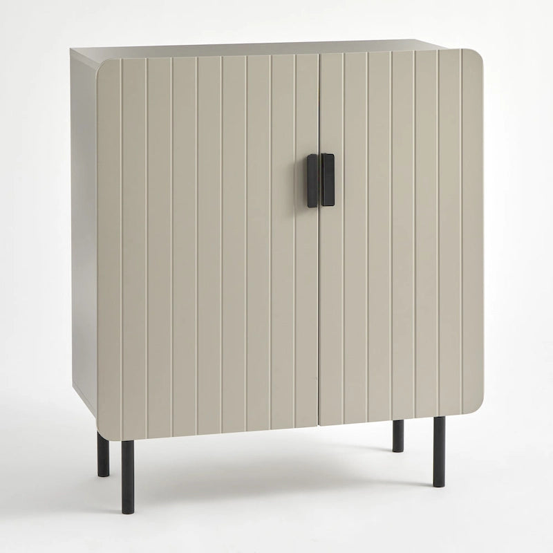 Buffet commode à deux portes en façade de canal avec étagères réglables Bleu Taupe