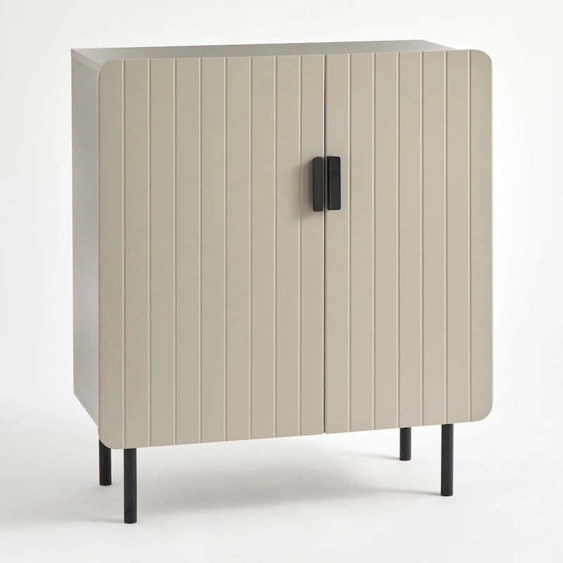 Buffet commode à deux portes en façade de canal avec étagères réglables Bleu Taupe