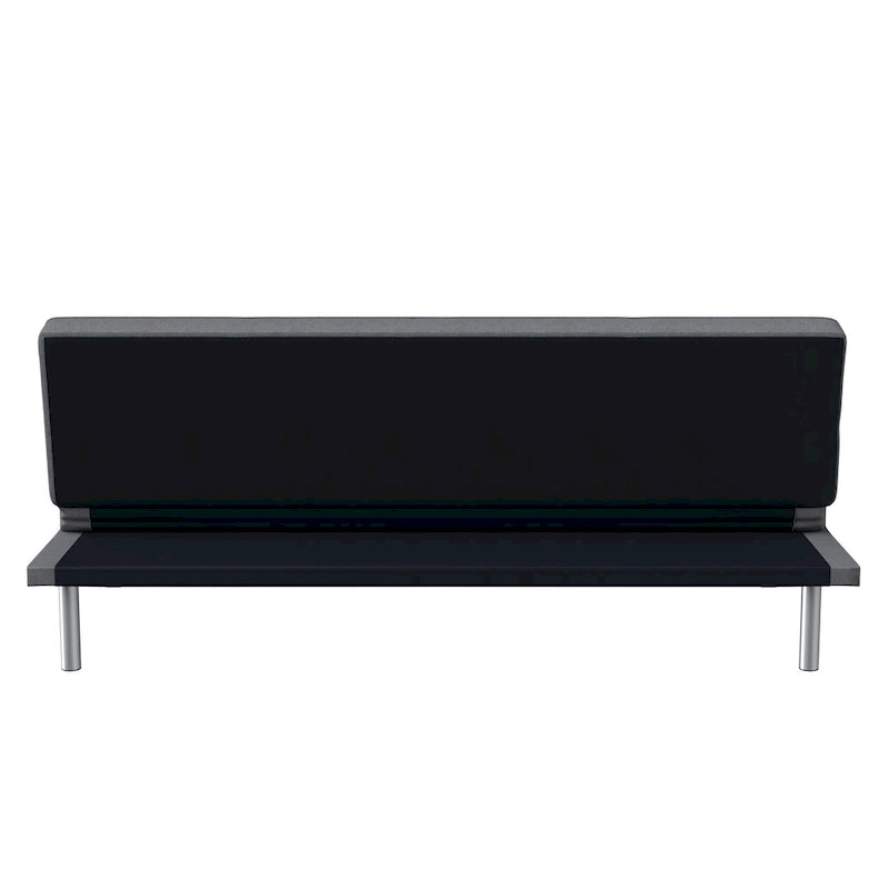 Canapé-lit convertible futon capitonné du milieu du siècle avec pieds chromés en tissu