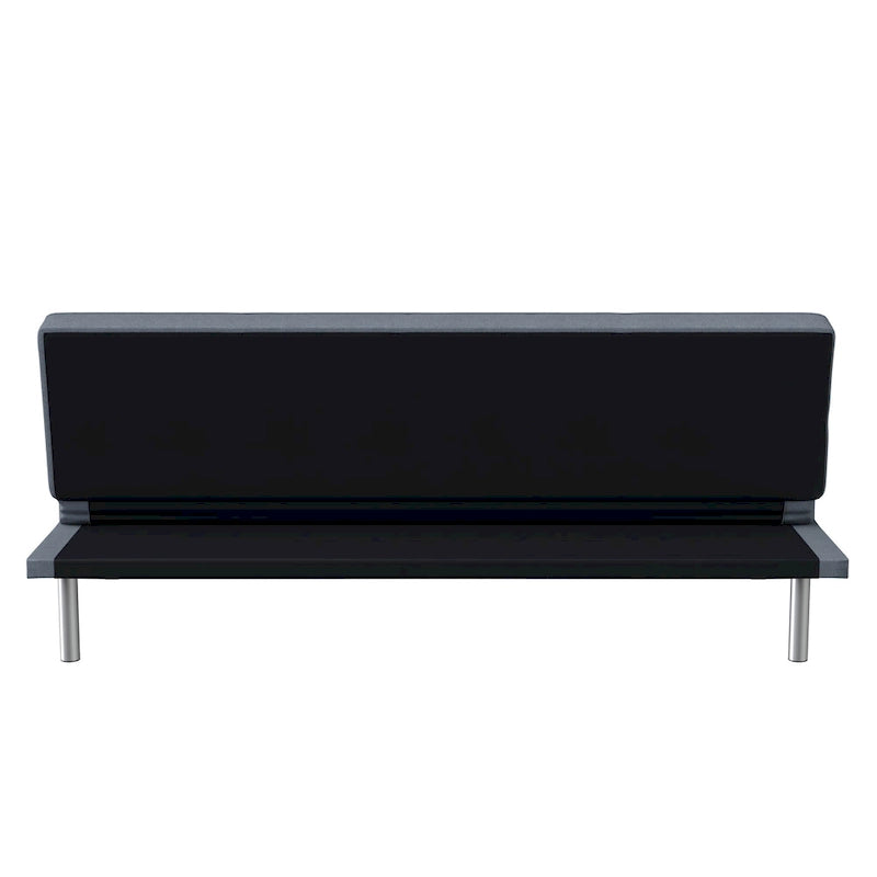 Canapé-lit convertible futon capitonné du milieu du siècle avec pieds chromés en tissu