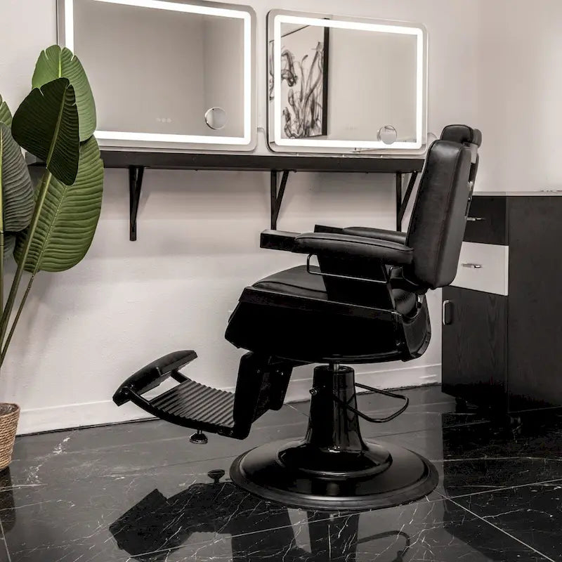Fauteuil de Barbier Inclinable Robuste Fauteuil de Salon Hydraulique Noir