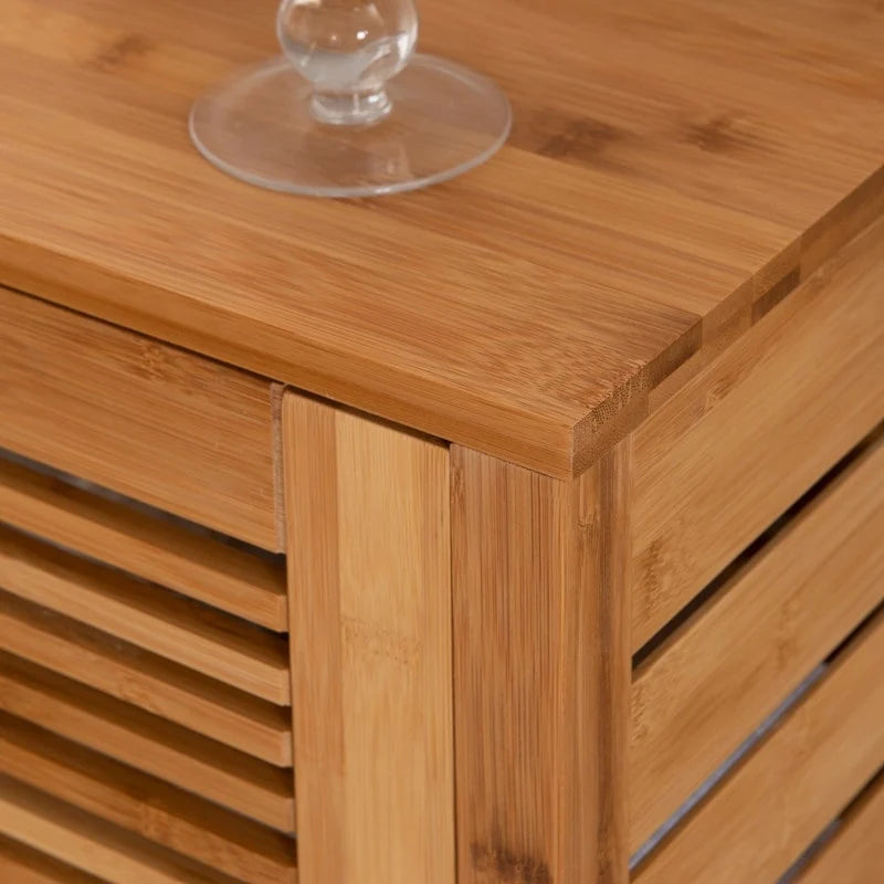 Meuble de rangement de salle de bain à poser en bambou massif naturel avec une porte