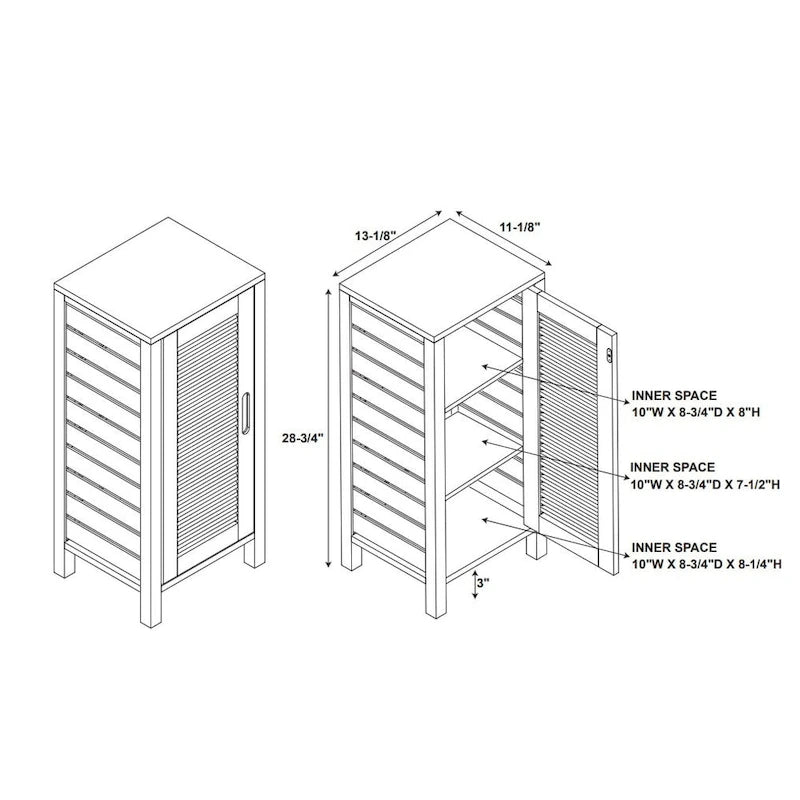 Meuble de rangement de salle de bain à poser en bambou massif naturel avec une porte