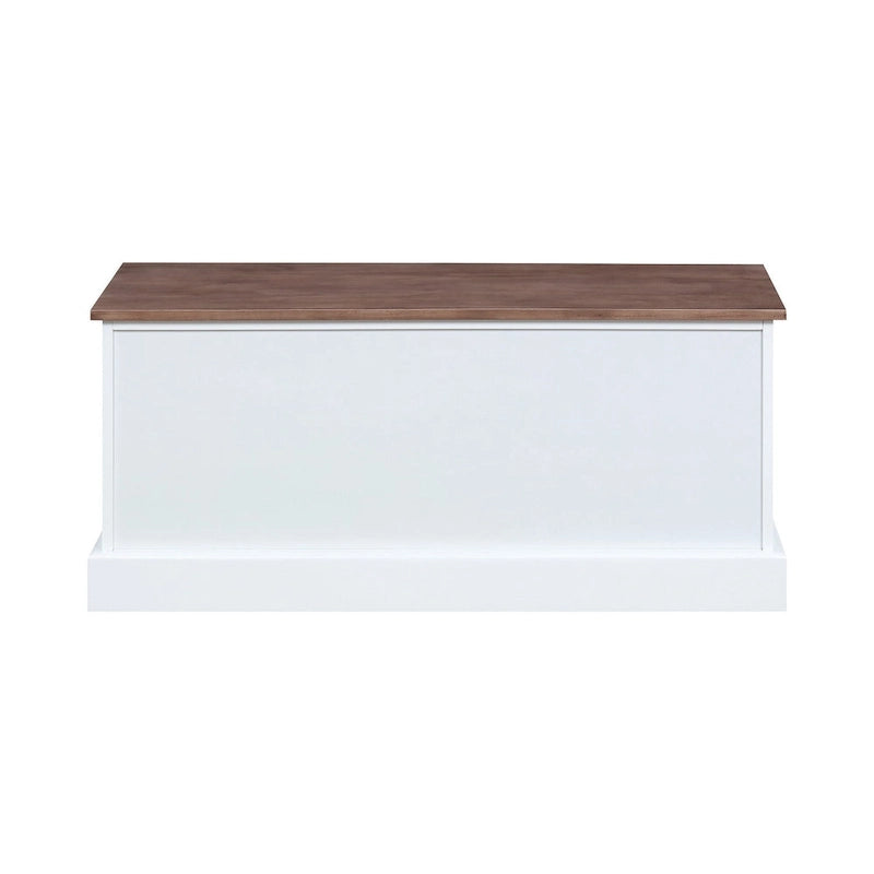 Banc de rangement avec 3 tiroirs et 3 paniers en bois, blanc et marron