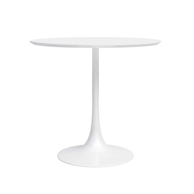 Table à manger ronde de style Mid-Century Modern avec pied tulipe blanc