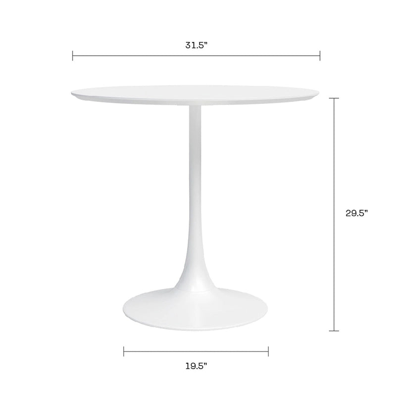 Table à manger ronde de style Mid-Century Modern avec pied tulipe blanc