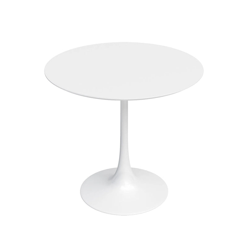 Table à manger ronde de style Mid-Century Modern avec pied tulipe blanc