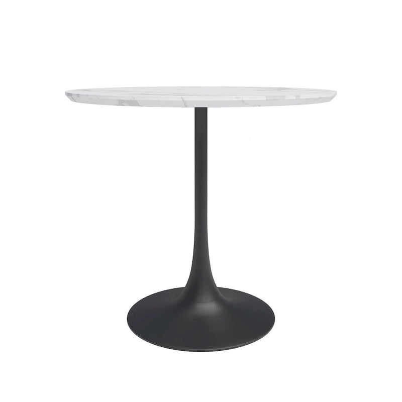 Table à manger ronde de style Mid-Century Modern avec pied tulipe blanc