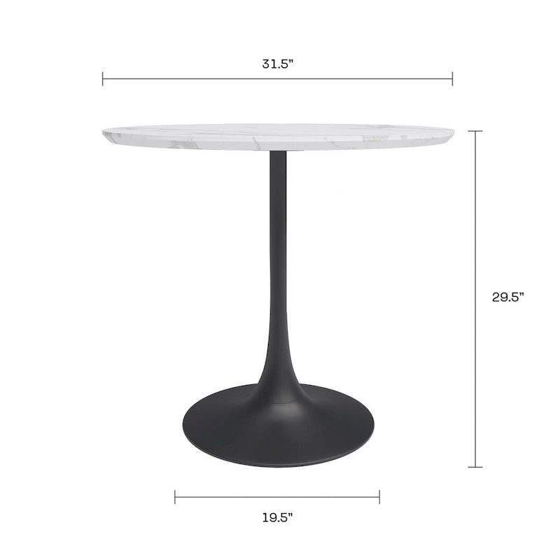 Table à manger ronde de style Mid-Century Modern avec pied tulipe blanc
