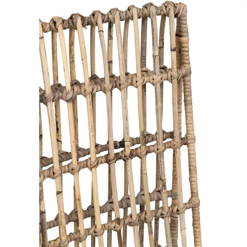 Chaise de salle à manger en rotin et fer forgé à dossier à lattes, avec coussin taupe naturel