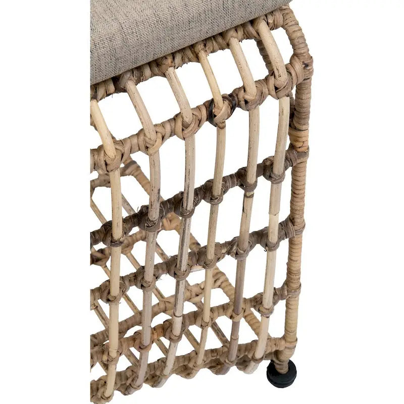 Chaise de salle à manger en rotin et fer forgé à dossier à lattes, avec coussin taupe naturel