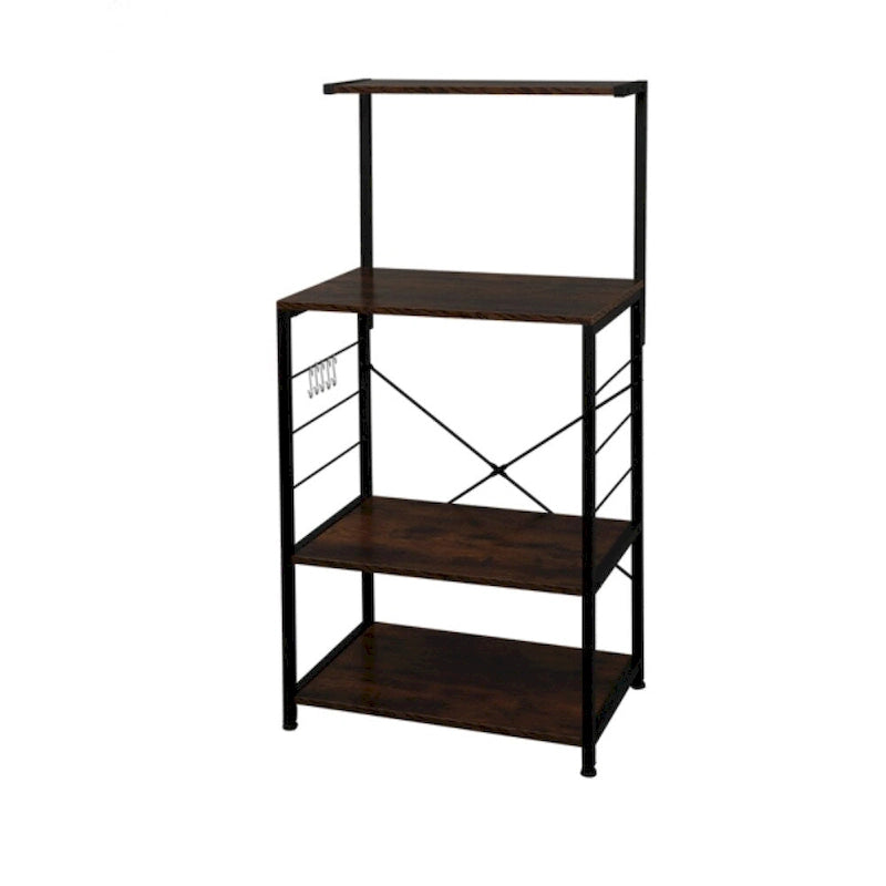 Étagère de cuisine à 4 niveaux de style vintage marron et noir