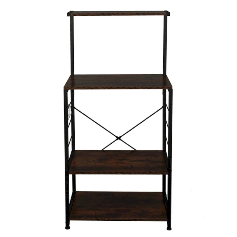 Étagère de cuisine à 4 niveaux de style vintage marron et noir