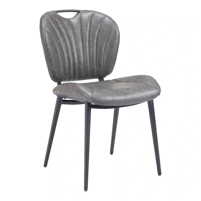 Chaise de salle à manger moderne en similicuir, marron vintage, pieds en métal noir