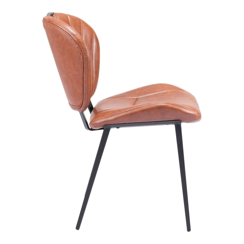 Chaise de salle à manger moderne en similicuir, marron vintage, pieds en métal noir