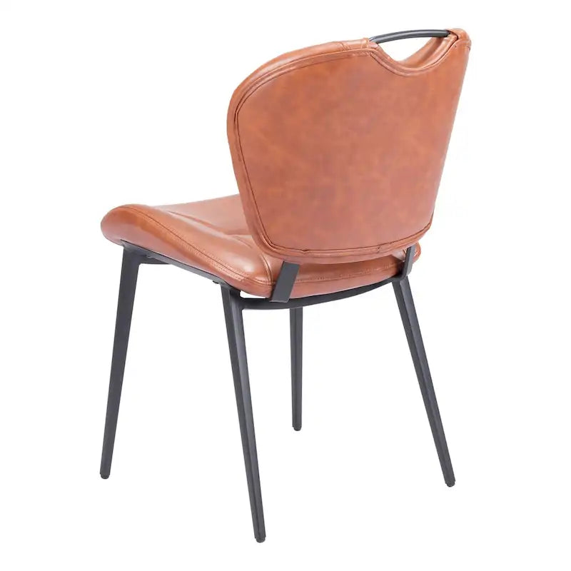 Chaise de salle à manger moderne en similicuir, marron vintage, pieds en métal noir