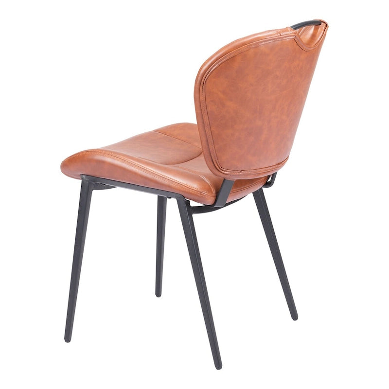 Chaise de salle à manger moderne en similicuir, marron vintage, pieds en métal noir